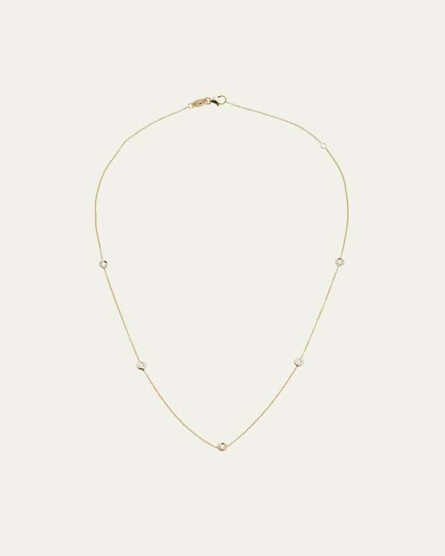 18k Gold Diamond Station Necklace